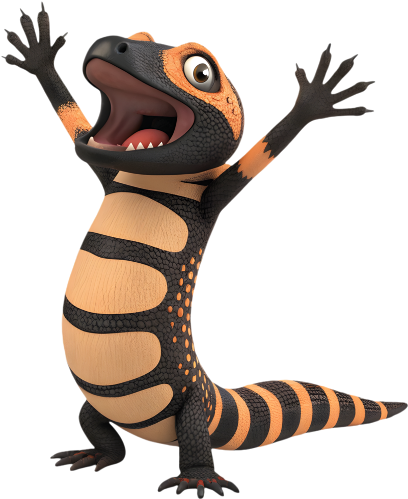 Exotic Gila Monster Lizard Clipart Featuring Bright Wild Patterns. . png
