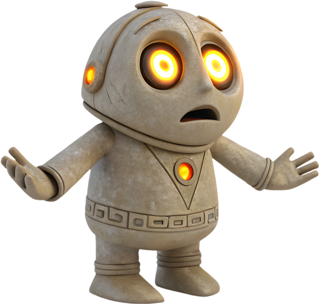 Powerful Golem stone monster animated character. . png