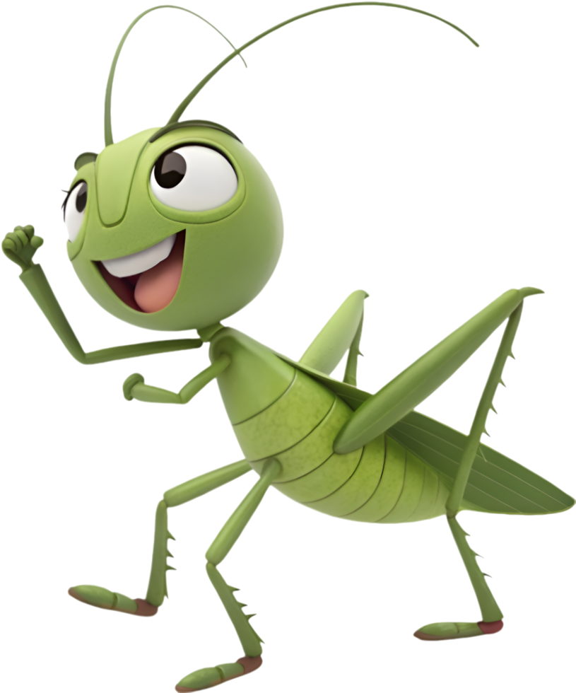 Bright and Cheerful Grasshopper with Tiny Legs. . png
