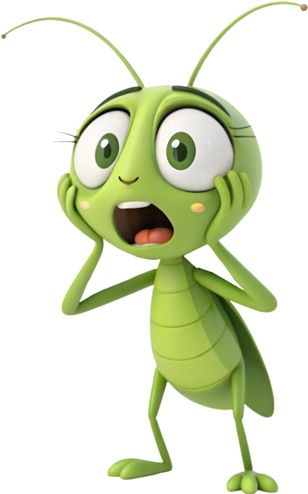 Funny Grasshopper Bug with Playful Antennae. . png