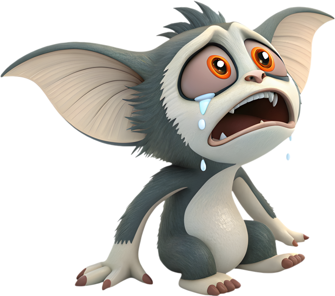 Funny Cartoon Gremlin with Naughty Smile. . png