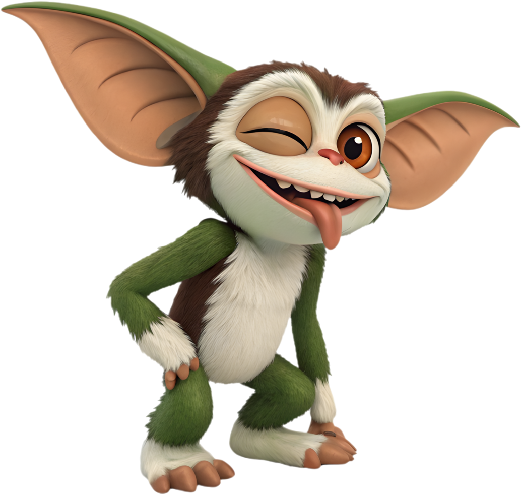 Spooky Cartoon Gremlin with Mischievous Charm. . png