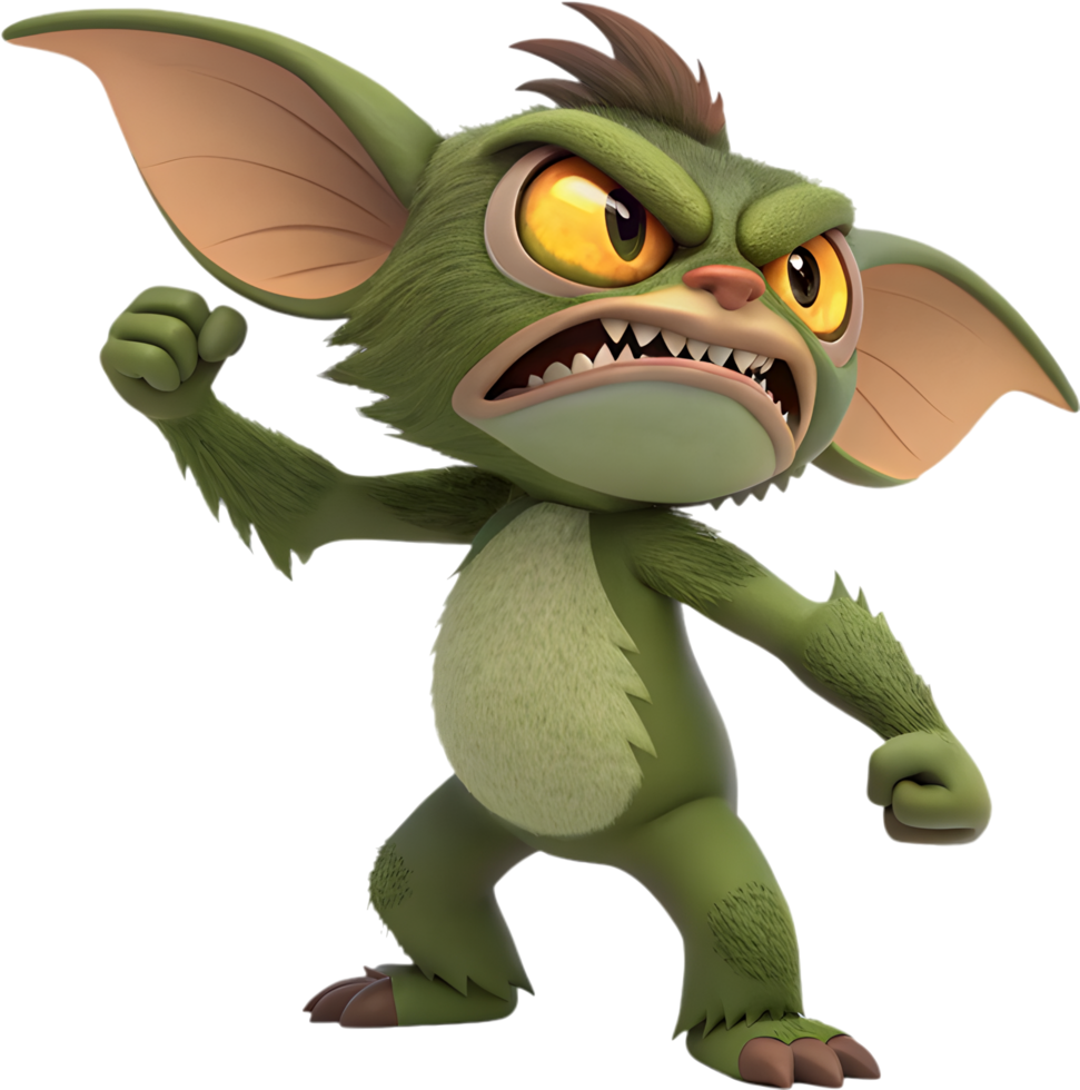 Mythical Trickster Gremlin Cartoon with Cute Details. . png