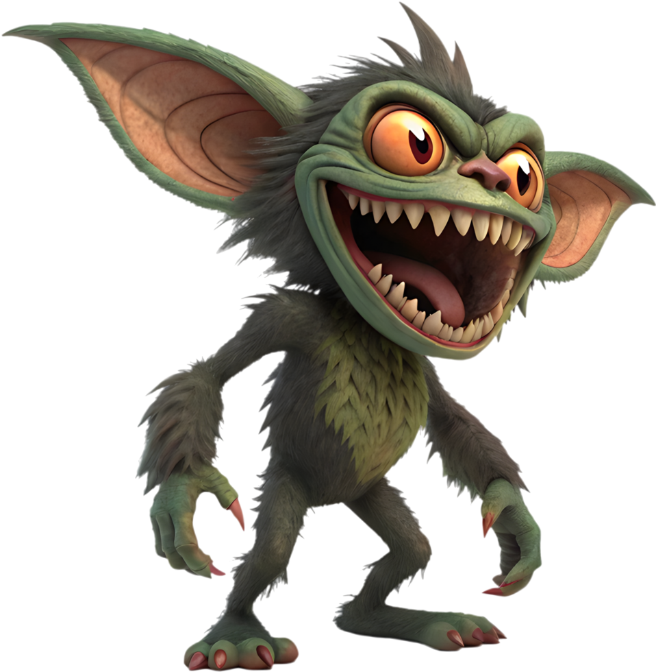 Naughty Cartoon Gremlin with Eerie Atmosphere. . png