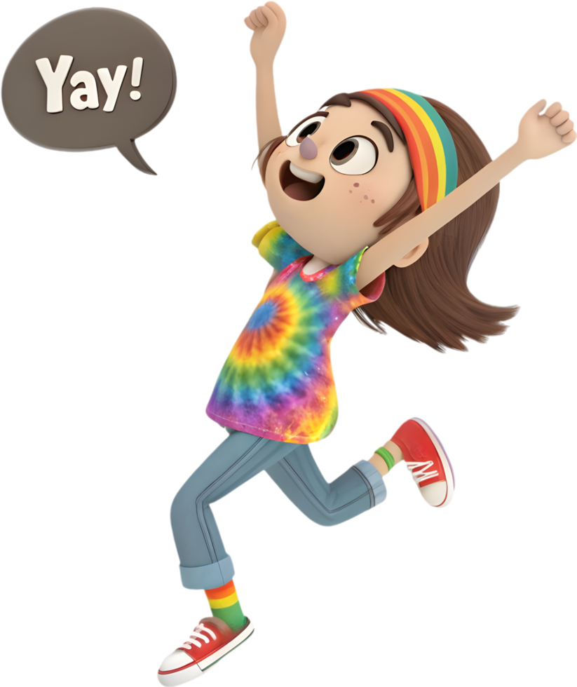 Animated Funky Girl with a Charming Unique Personality. . png