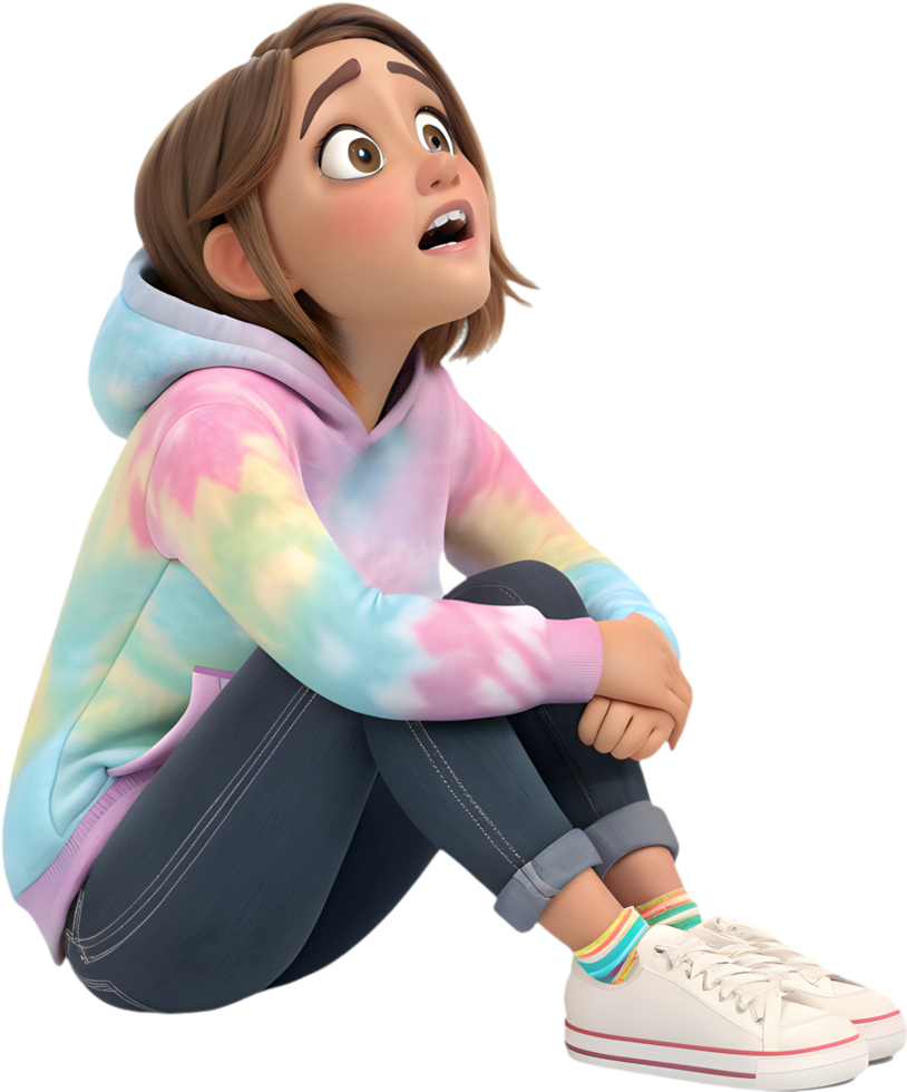 Vibrant and Playful Cartoon Girl with a Funky Retro Twist. . png