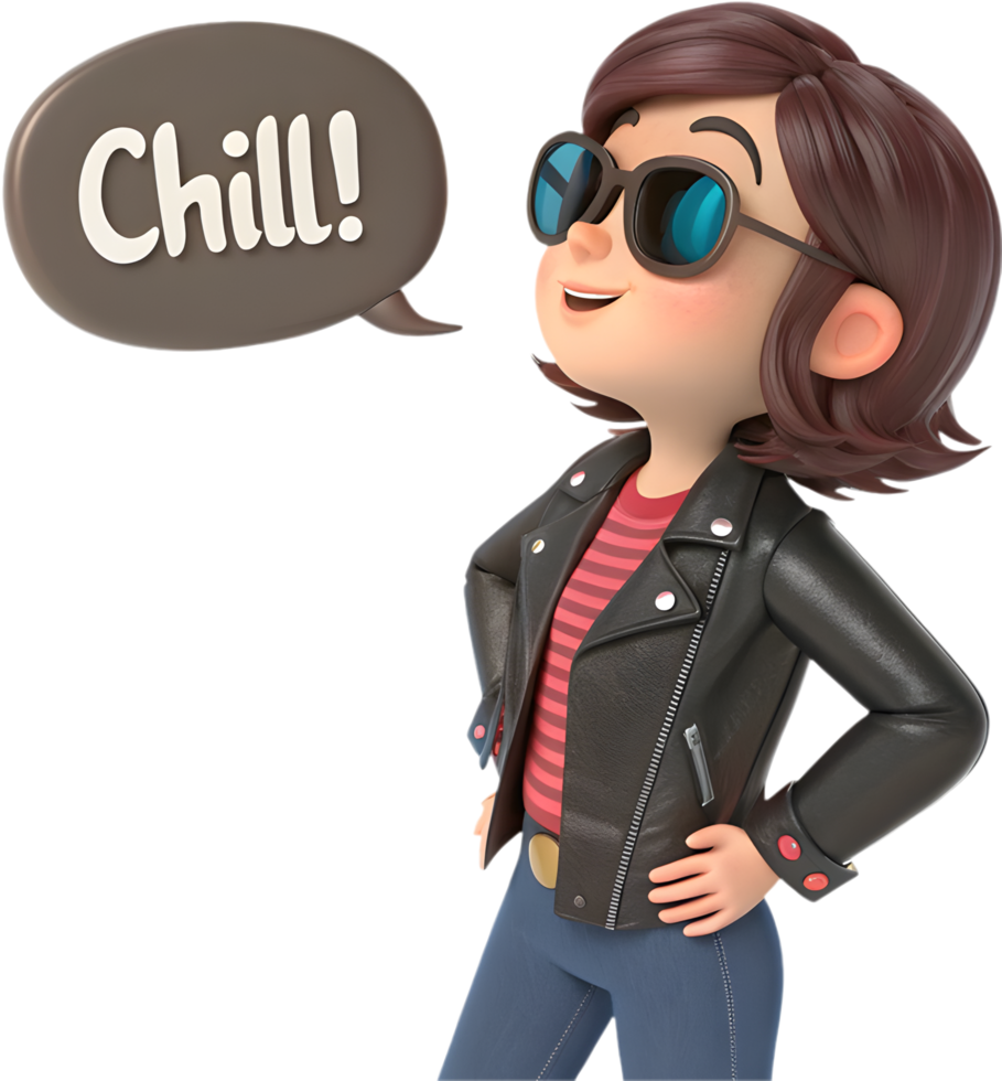 Artistic Groovy Girl Clipart with Expressive Happy Energy. . png