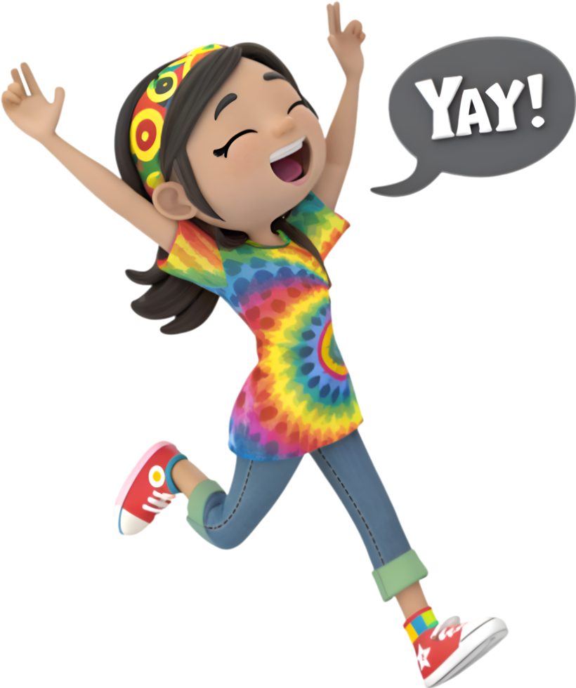 Stylish and Aesthetic Cartoon Girl in a Fun Pose. . png
