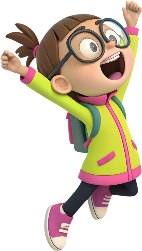 Colorful Cute Girl Cartoon with a Groovy Fashion Style. . png