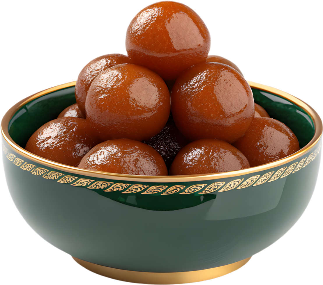 Traditional Sweet Dish Gulab Jamun with Deep Fried Perfection. . png