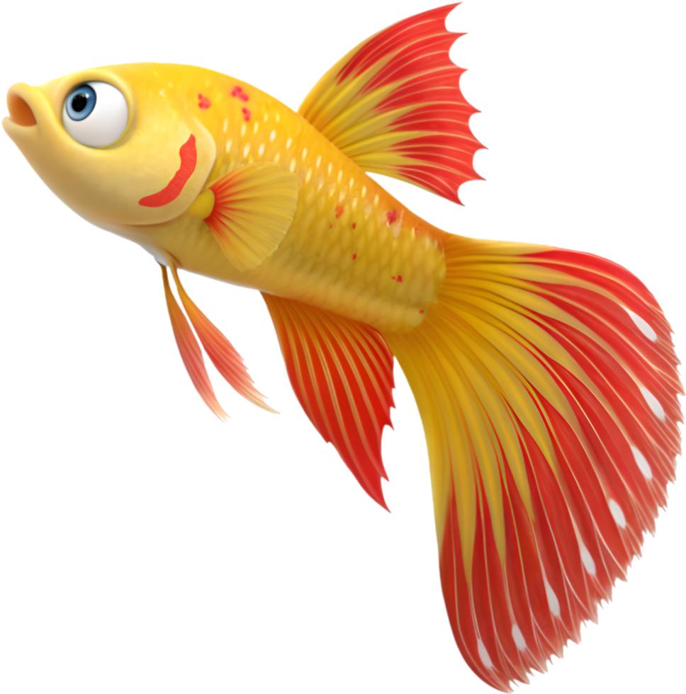 Bright and Lively Guppy Fish Art with Dynamic Fins. . png