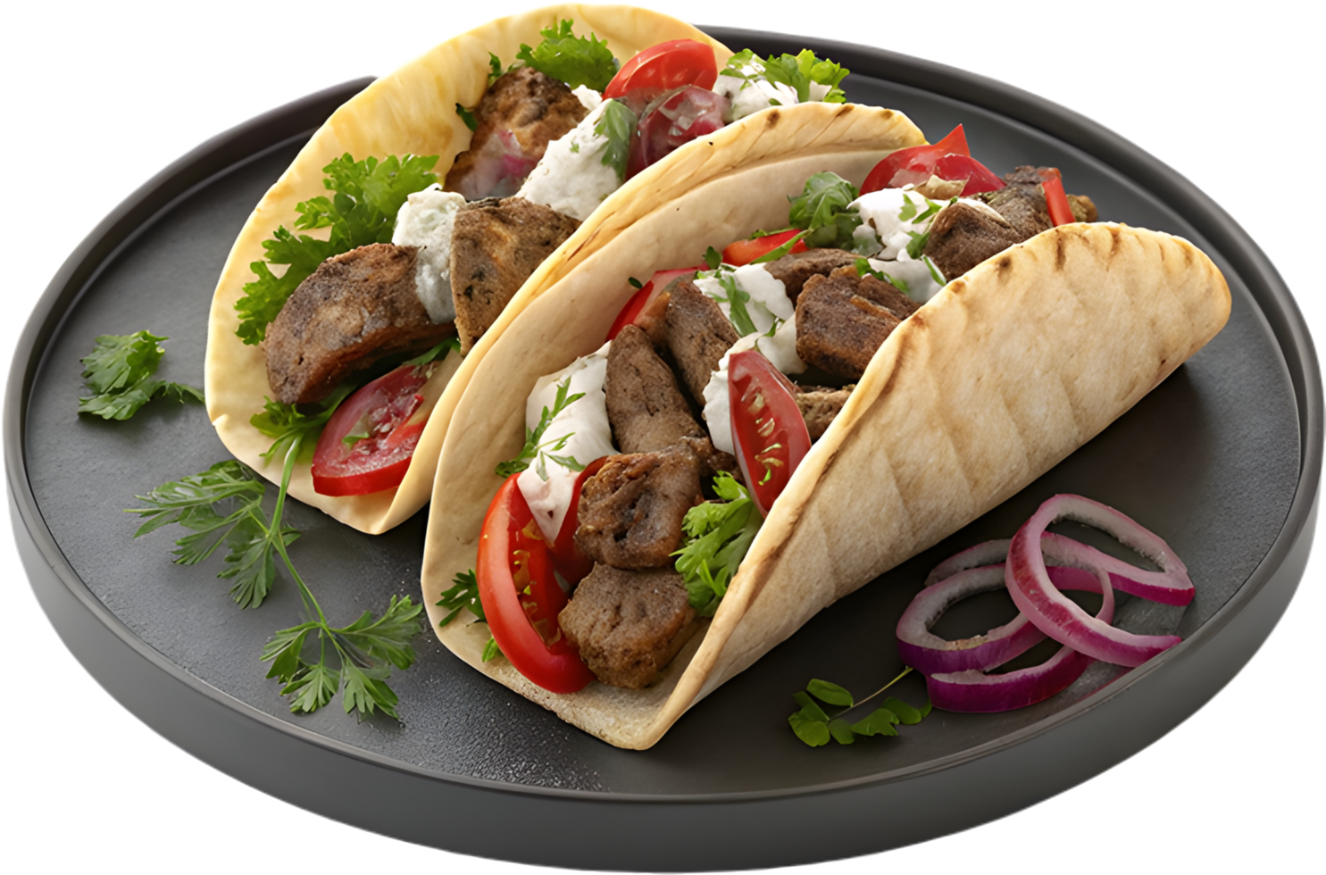 Flavorful Greek Gyros Wrap Gourmet Meal Choice. . png