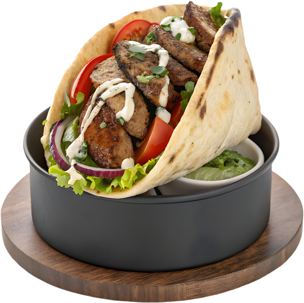 Tasty Grilled Meat Gyros Greek Cuisine. . png