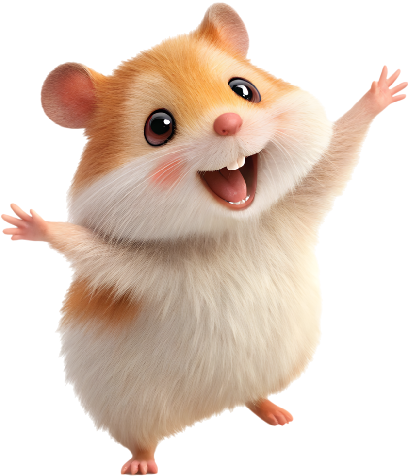 Sweet joyful hamster in an energetic fun playful pose. . png