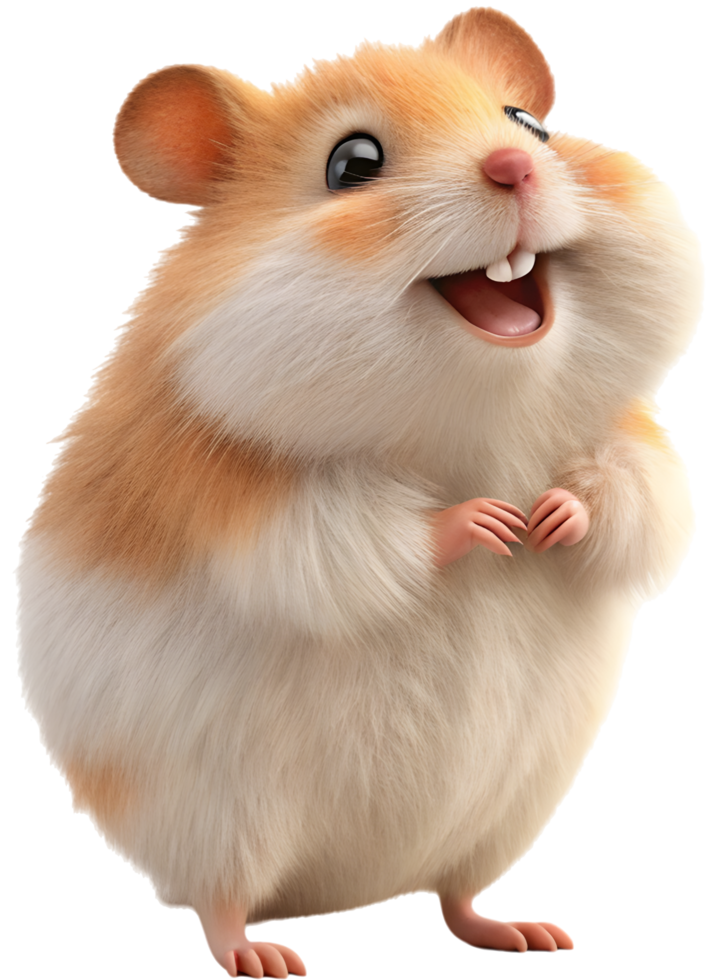 Cute fluffy hamster with a joyful expression lovely artwork. . png