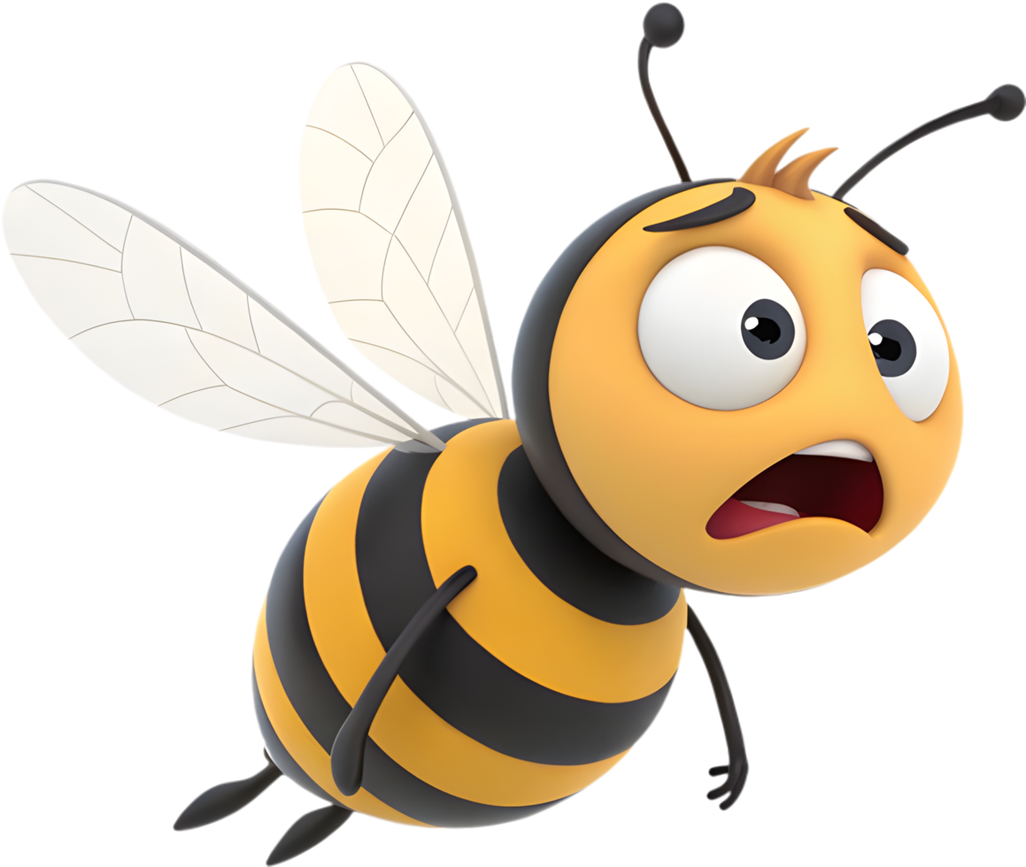 Bright and Adorable Cartoon Bee Character. . png