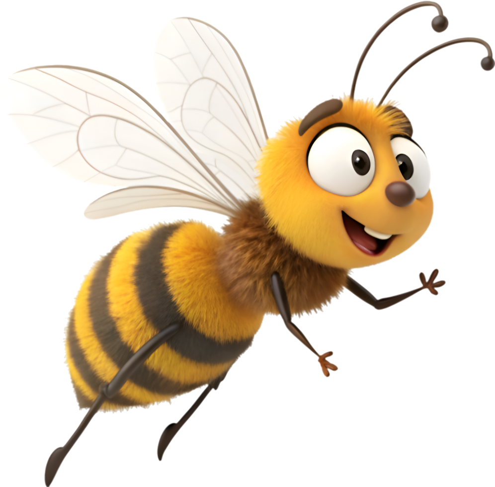 Joyful Cartoon Honeybee with a Big Smile. . png