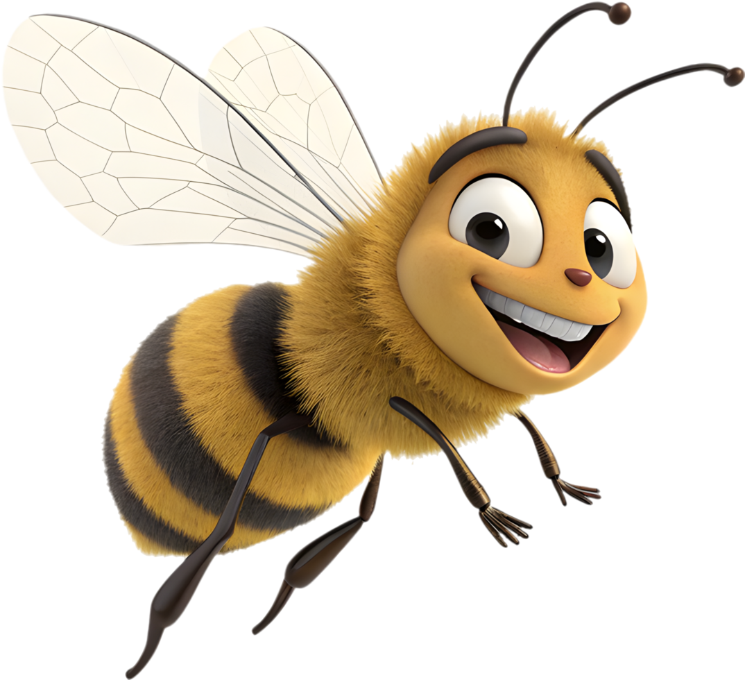 Buzzing Cartoon Bee with Playful Expressions. . png