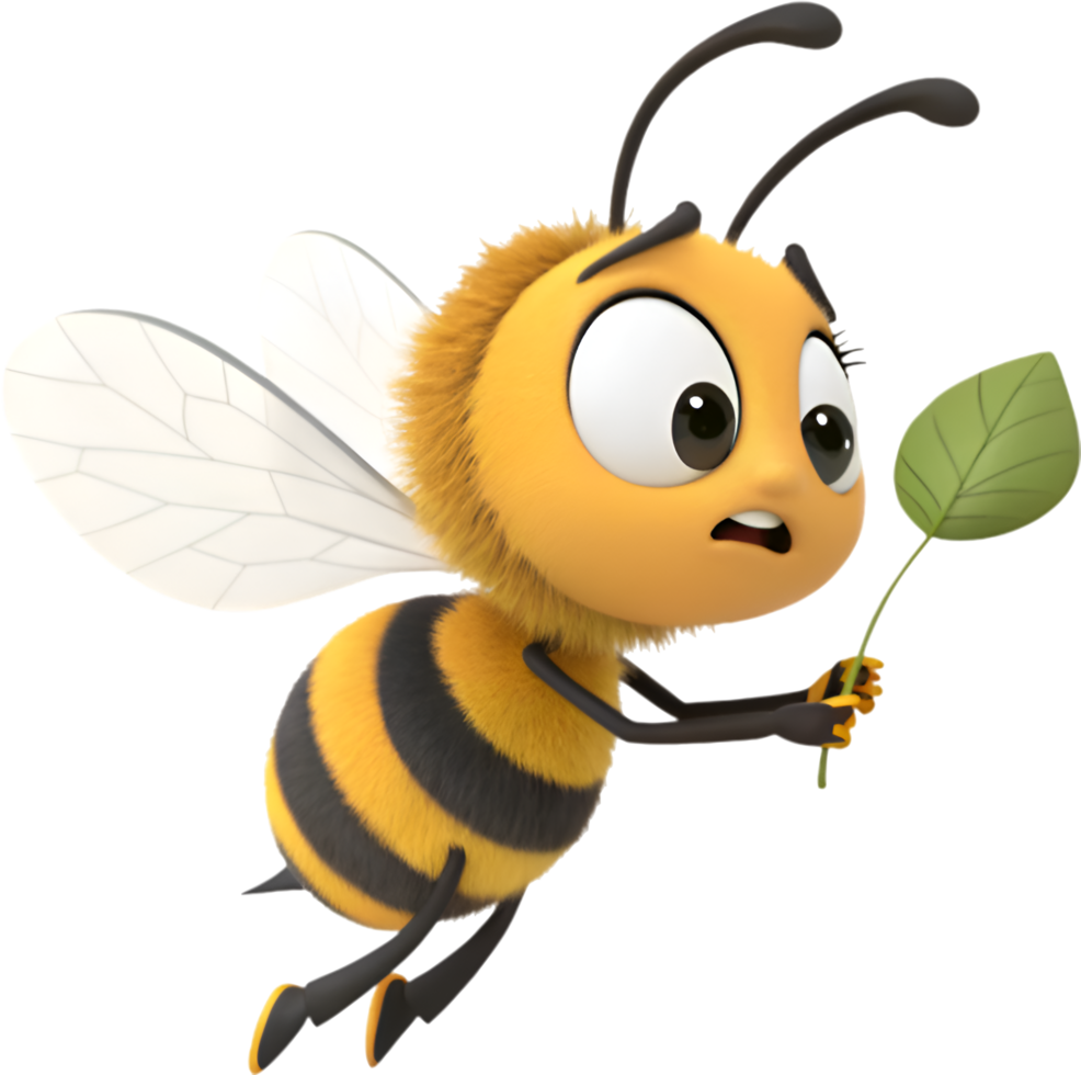 Happy Cartoon Bee Flying with a Bright Smile. . png