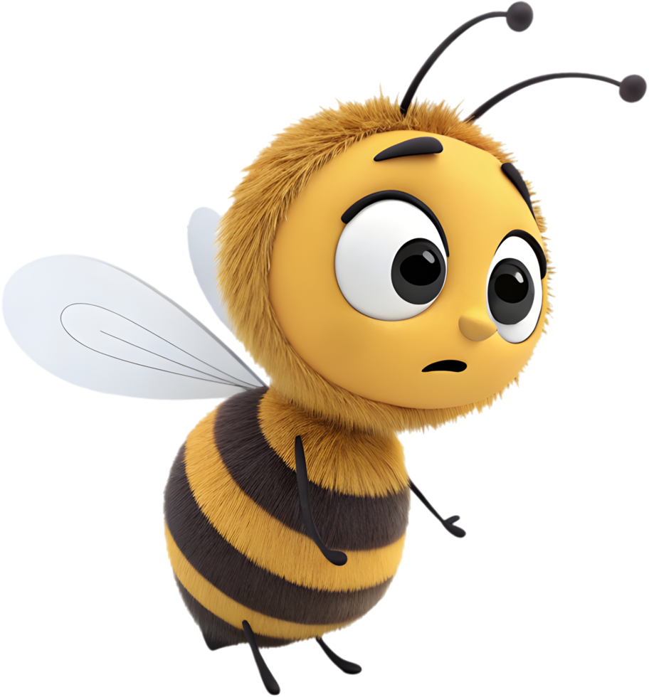 Fun-Loving Bee Character with Cute Details. . png