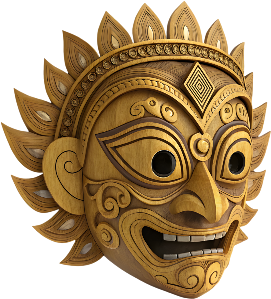 Unique Hand-Carved Balinese Wooden Barong Mask Mythology Art . png