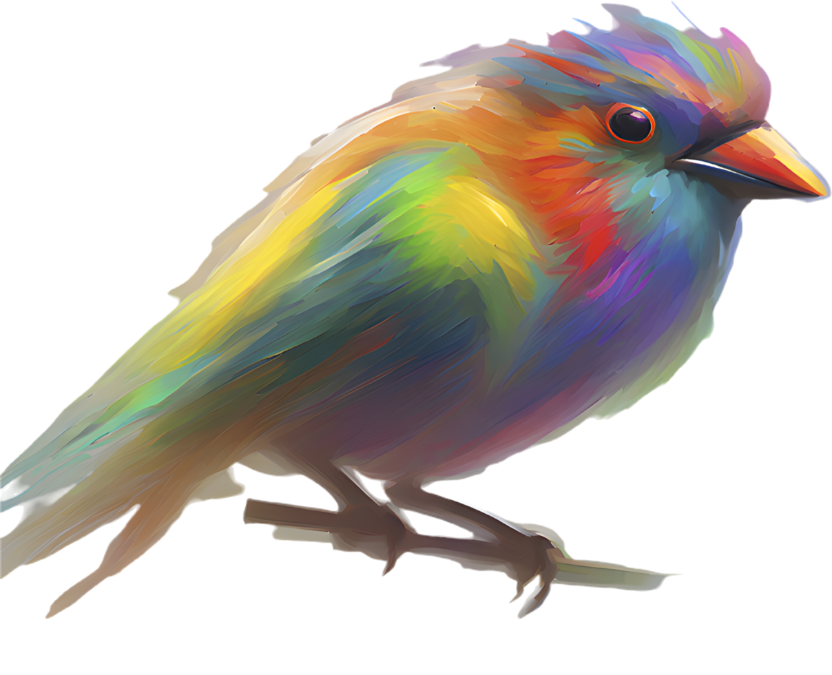 Abstract Bird Clipart Featuring Impressionist Brushstrokes and Color. . png