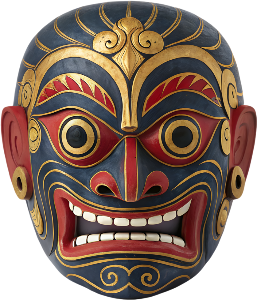Bali Cultural Barong Wooden Mask with Detailed Hand-Carving . png