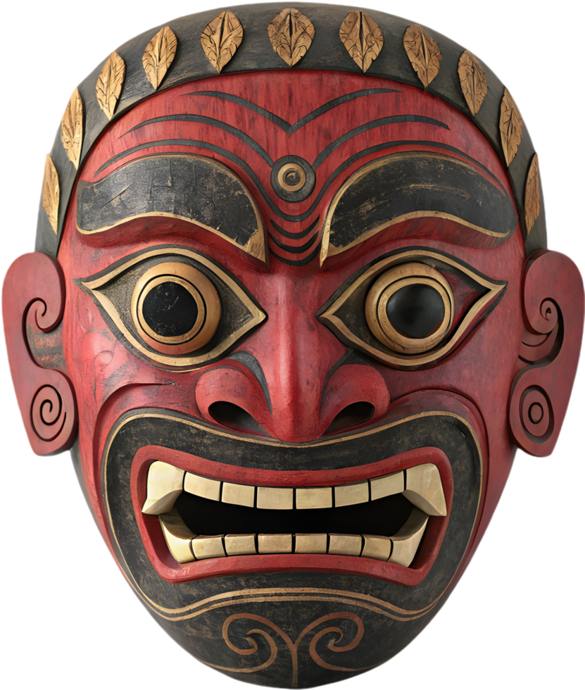 Stunning Balinese Barong Wooden Mask Hand-Carved Mythological Art . png