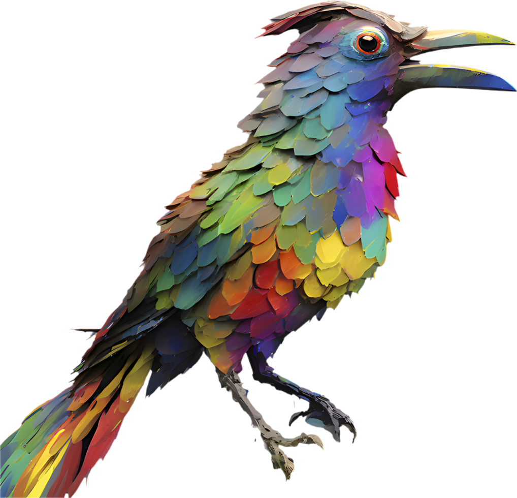 Vibrant Nature Bird Clipart with Bold Impressionist Colors. . png
