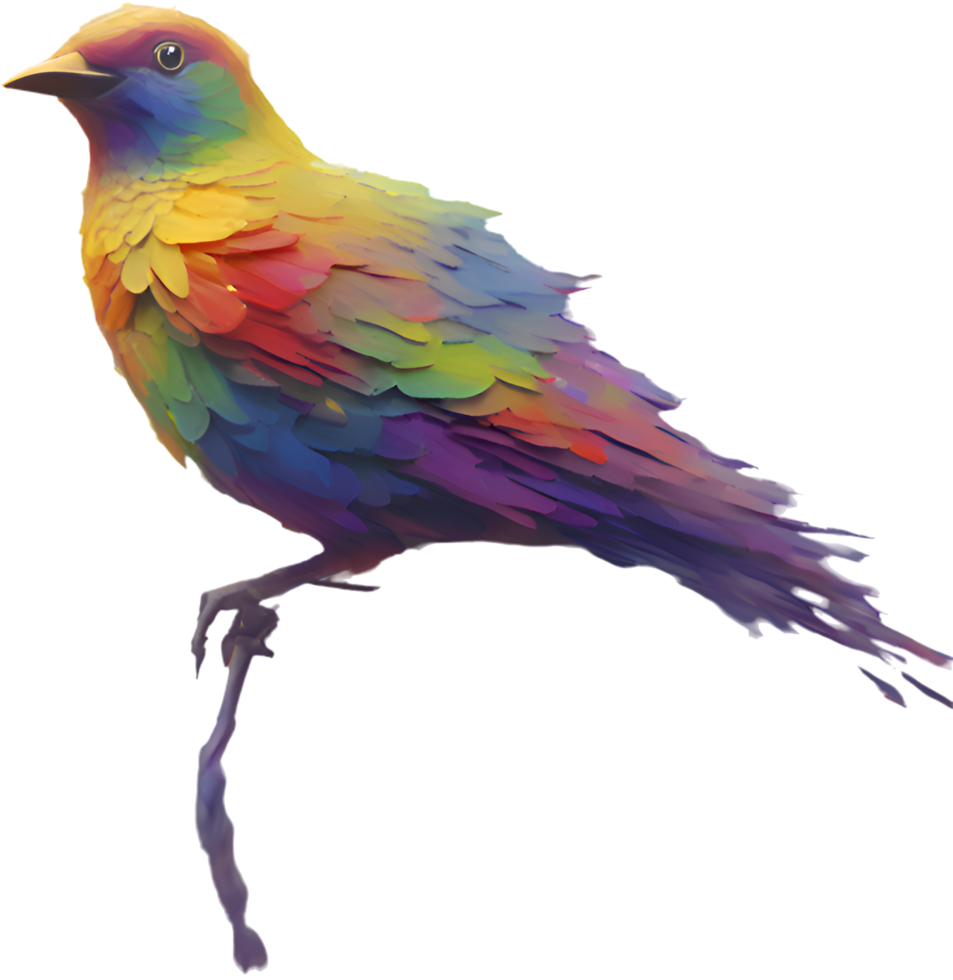 Vibrant Flying Bird Clipart in Colorful Impressionist Painting Style. . png