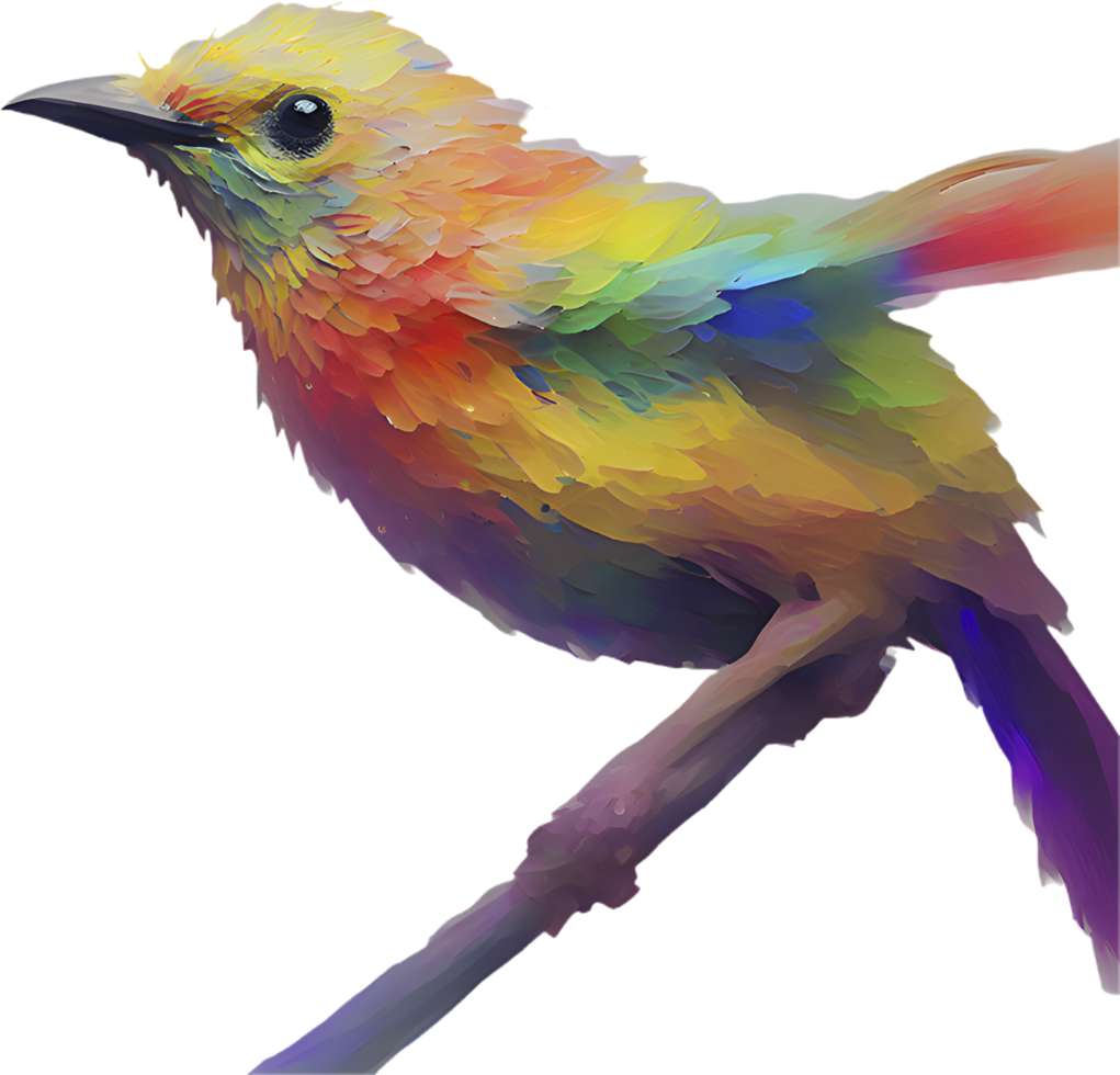 Artistic Bird Clipart with Abstract Impressionist Brushwork Design. . png