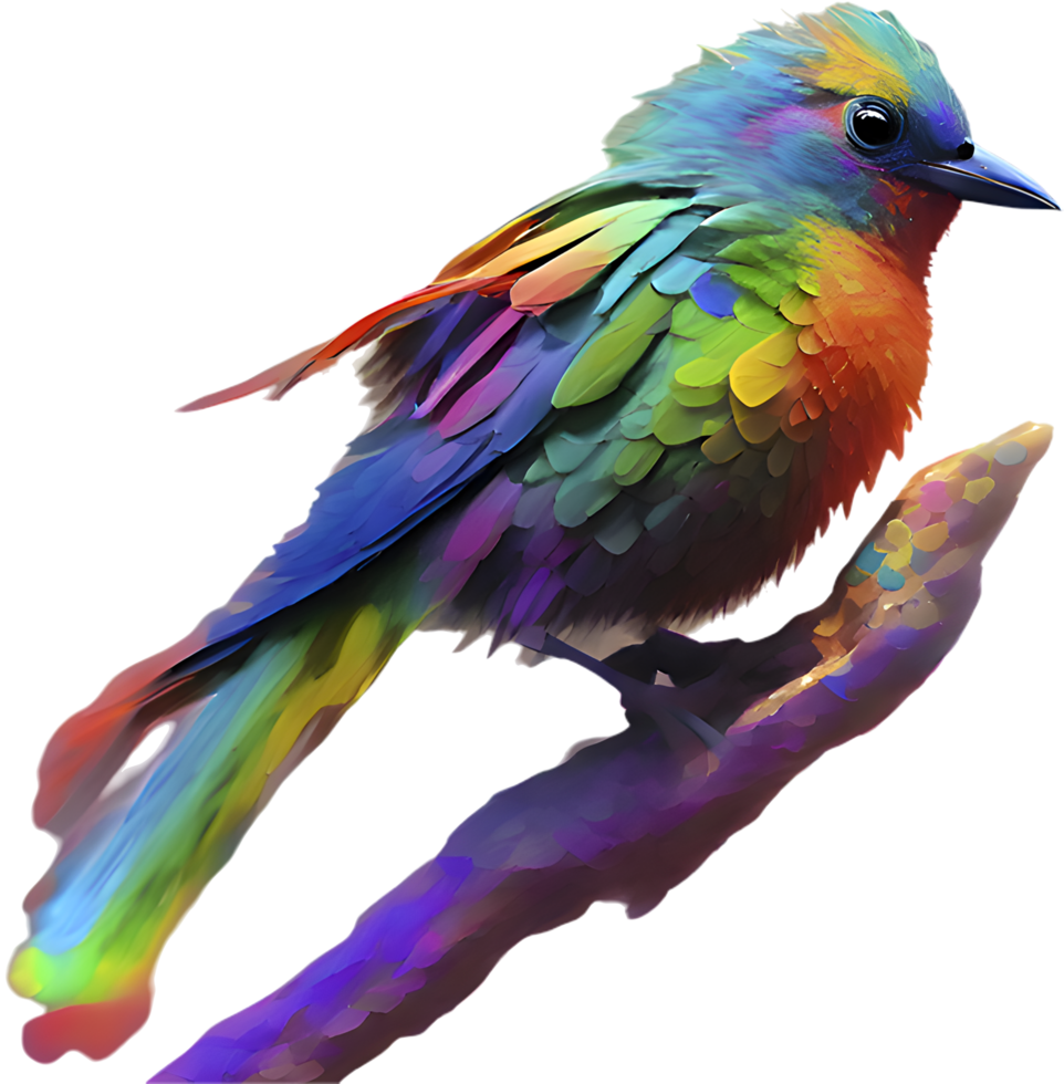 Vibrant Bird Painting Clipart in Abstract Impressionist Colors. . png