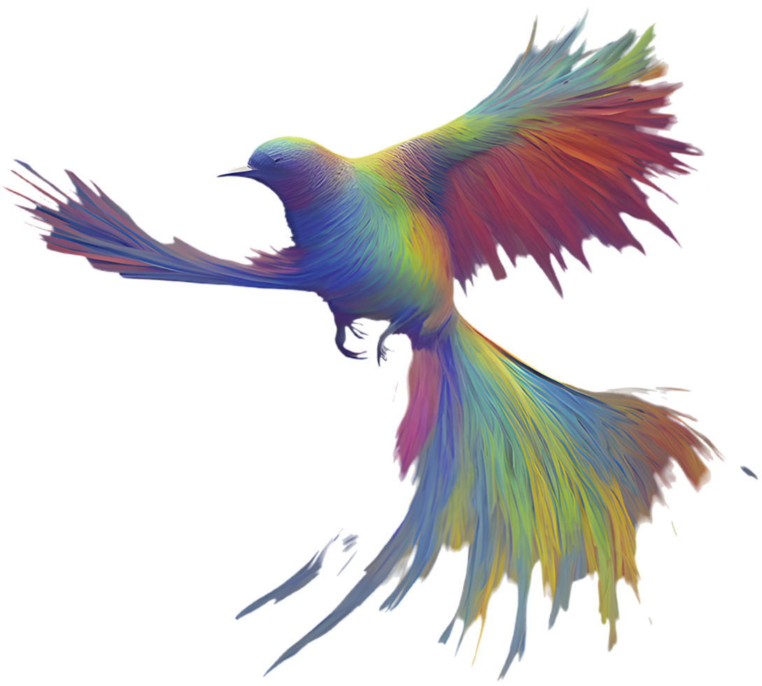 Bright Flying Bird Clipart in Beautiful Impressionist Brush Strokes. . png