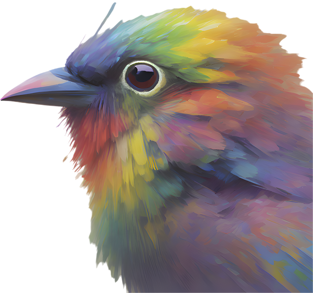 Dynamic Flying Bird Painting Clipart in Colorful Impressionist Style. . png