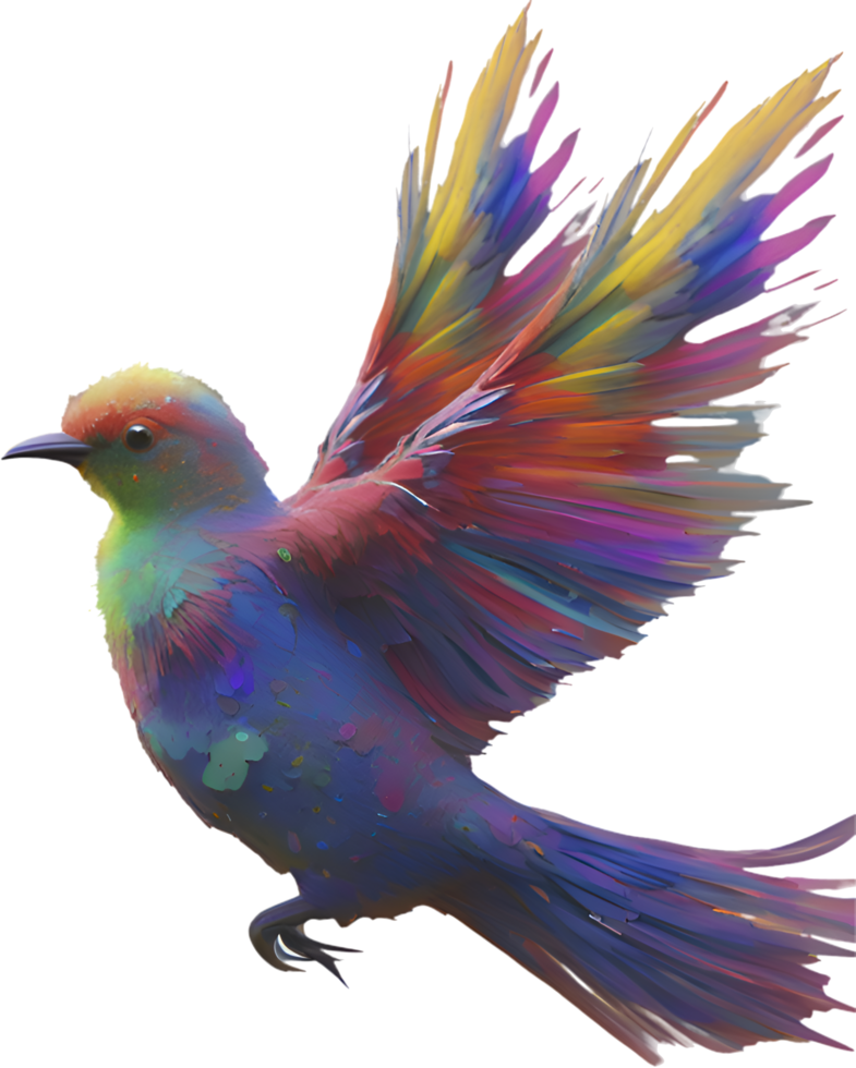 Vibrant Nature-Inspired Bird Clipart in Abstract Impressionist Style. . png