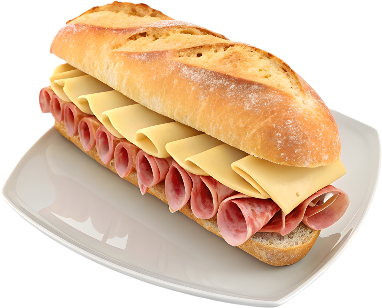 Fresh Jambon-Beurre Sandwich Clipart with Crispy French Bread. . png
