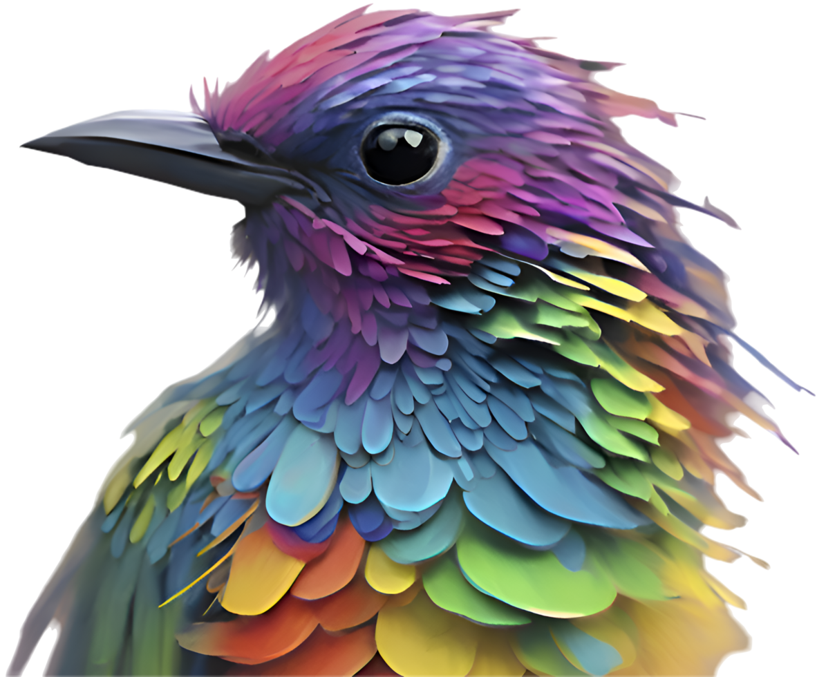 Artistic Impressionist Bird Painting Clipart with Feather Details. . png