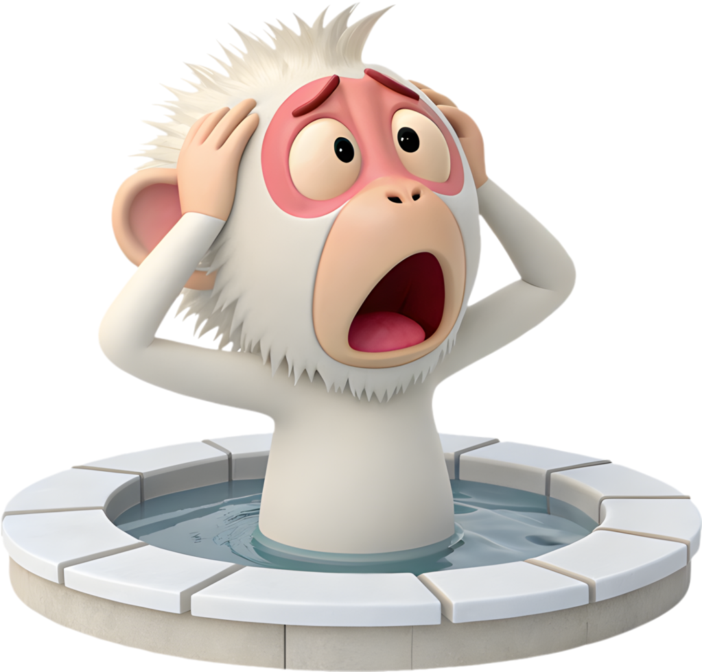 Winter Retreat with Japanese Macaque in Hot Spring Clipart. . png