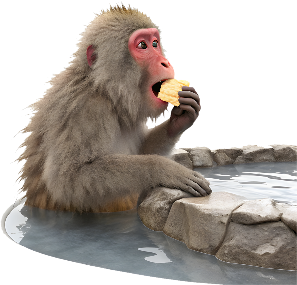 Natural Beauty of Japanese Macaque in Hot Spring Clipart. . png