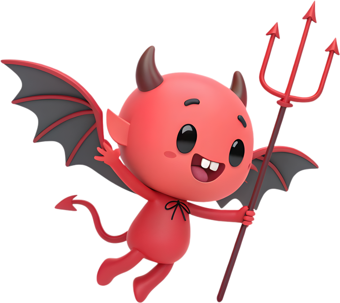 Playful Red Devil Clipart with Anime Style and Sharp Teeth. . png