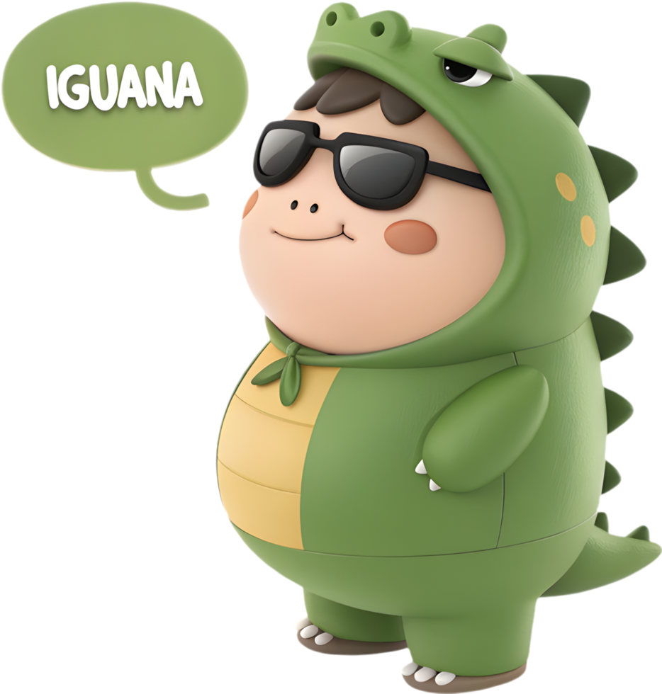Playful Chubby Boy in Animal Suit Clipart. . png