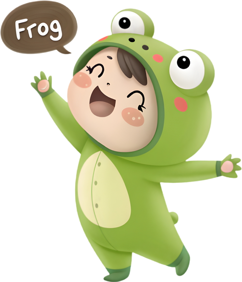 Chubby Boy in Cute Animal Suit Clipart. . png
