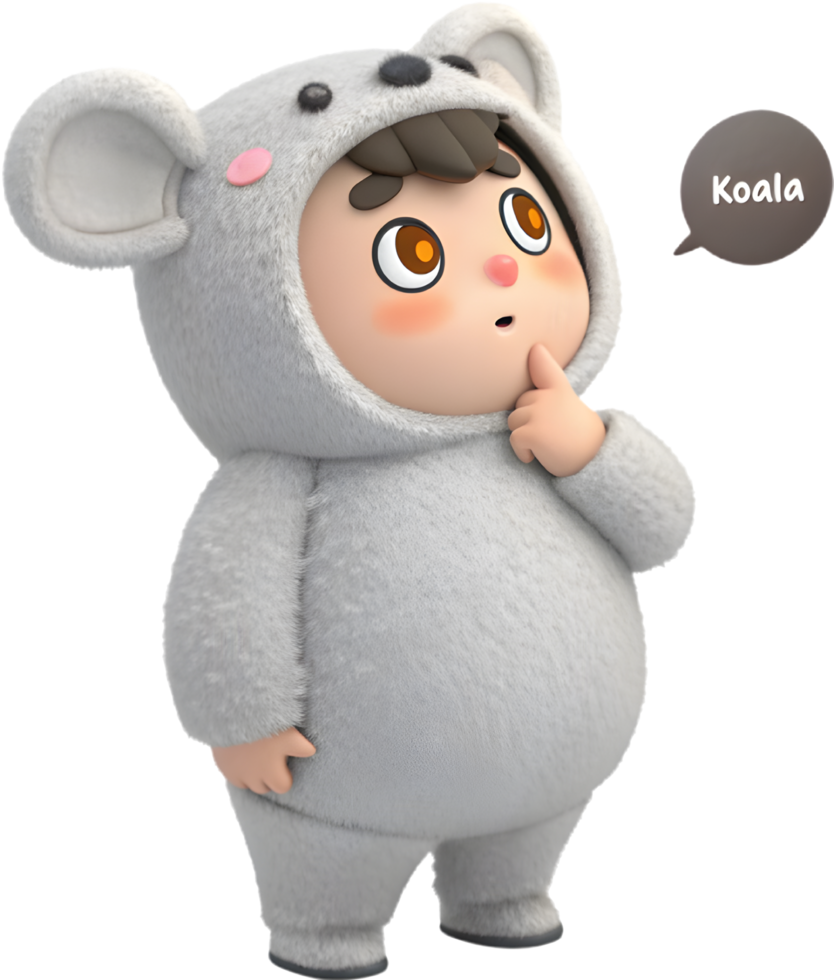 Chubby Cartoon Boy in Animal Suit Clipart. . png