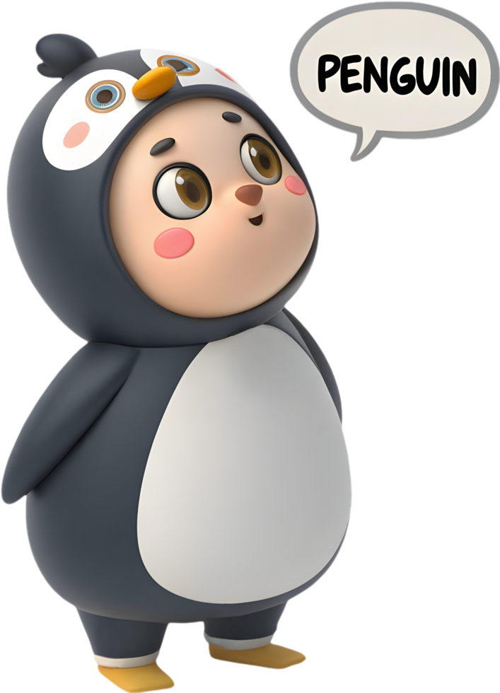 Fat Boy in Cute Animal Suit Clipart. . png
