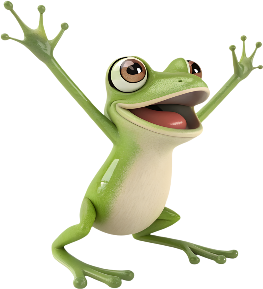Cute Frog Character with Bright Colors and Joyful Personality. . png