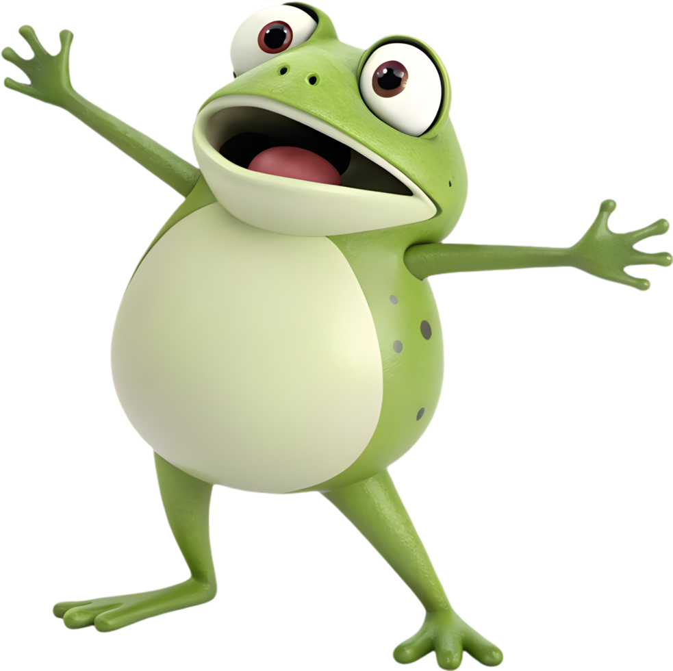 Colorful Frog with Cute Features and Joyful Cartoon Style. . png