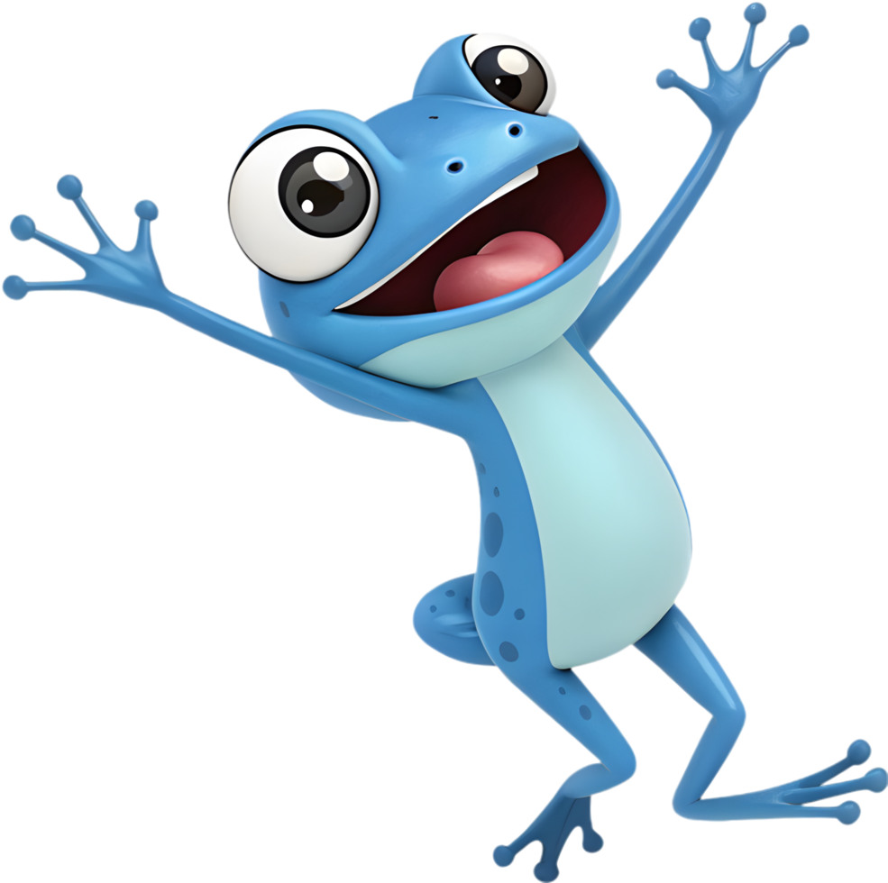 Bright and Playful Frog Character with Cute Joyful Features. . png