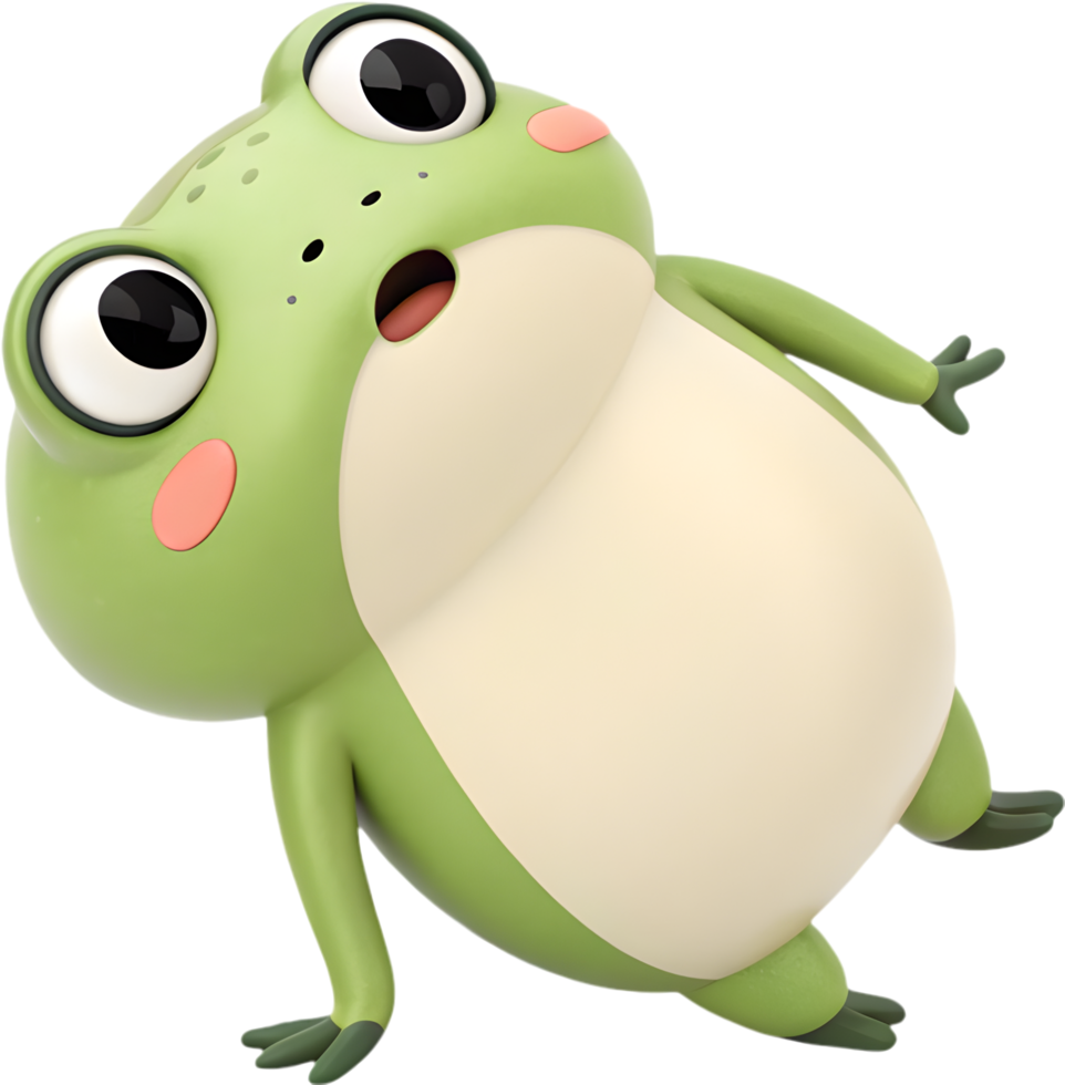 Kawaii Frog with Fun Features and Bright Cartoon Personality. . png