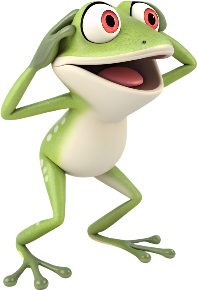 Cute Frog with Vibrant Colors and Joyful Personality in Clipart. . png