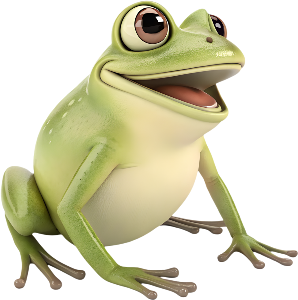Adorable Frog Clipart with Cute Expression and Vibrant Design. . png